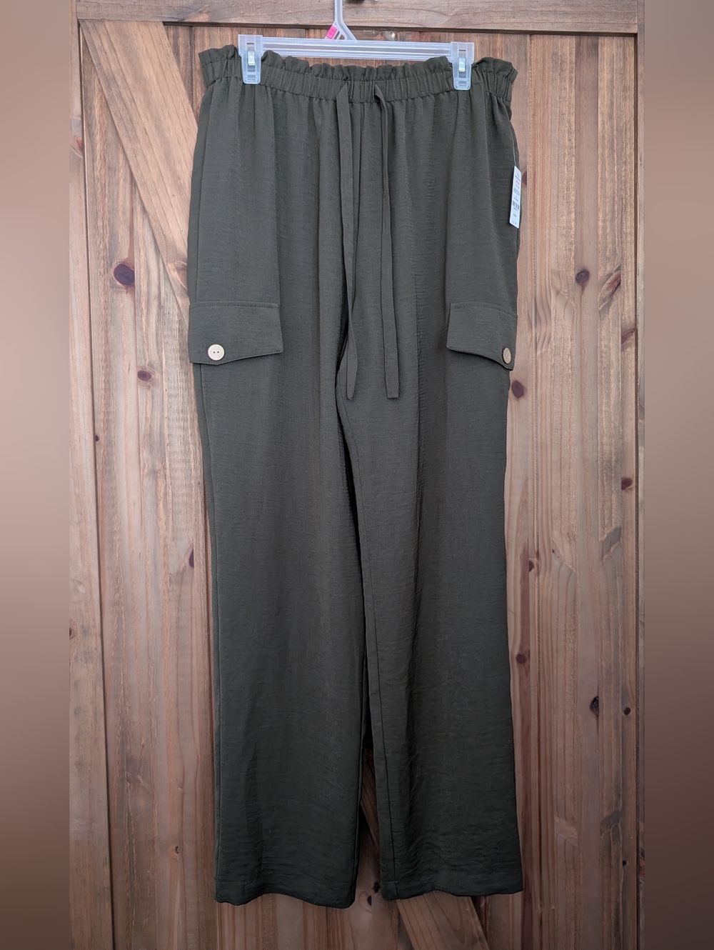 Ardene Olive Green Wide-Leg Drawstring Cargo Pants